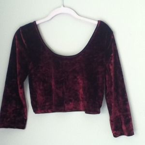 Dark red crushed velvet crop top