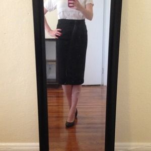 Black long wool skirt