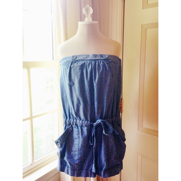 BCBG strapless denim romper