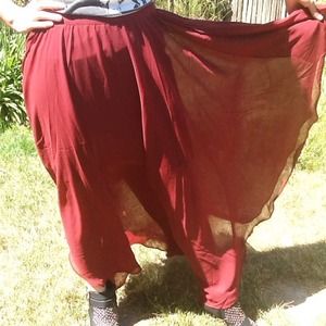 CHIFFON BURGUNDY MAXI SKIRT