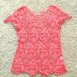 SOLD IN BUNDLE NWOT Peach crochet blouse