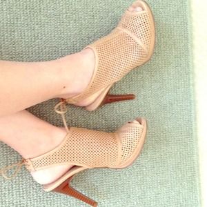 J.Crew nude peeptoe leather sandal sling back heel