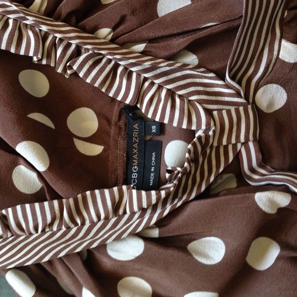 BCBG top, brown with white polka dots - Picture 2 of 4