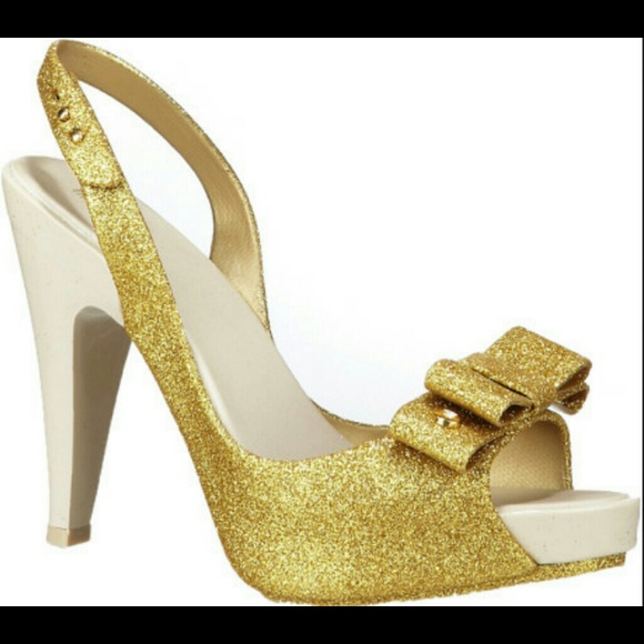 Melissa Shoes - Melissa golden glitter heels