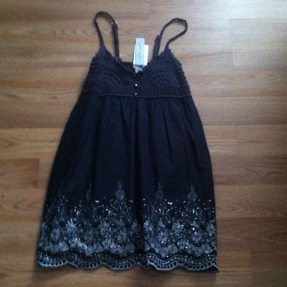 Navy blue dress with floral detail