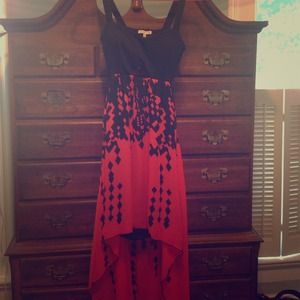 Hi low dress! Orange red and black!