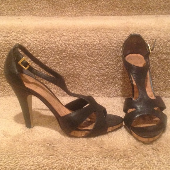 Black leather heels