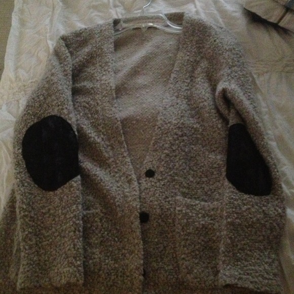 Super cute cardigan with black elbow patches!