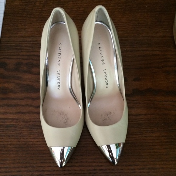 REDUCED Chinese Laundry silver capped heels