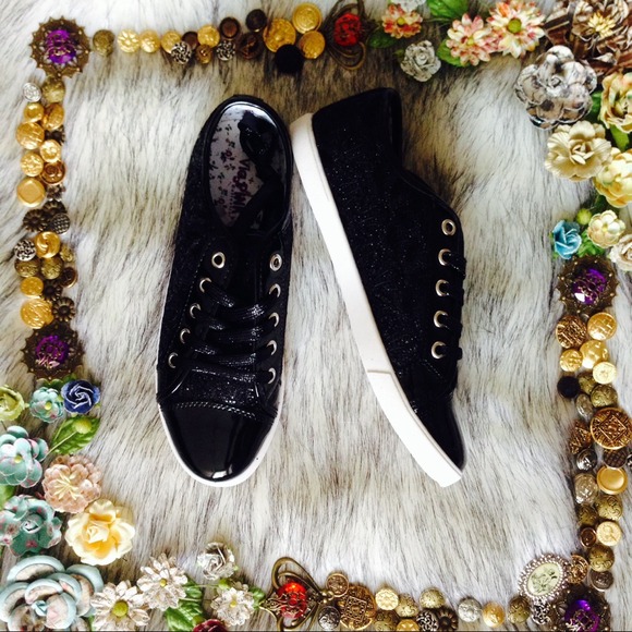 Glitter Lace Patent Capped Toe Sneakers 7 - Picture 4 of 4