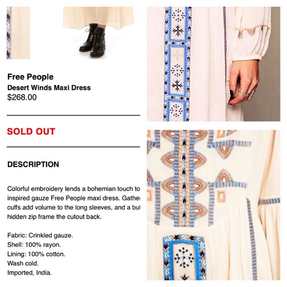 FREE PEOPLE Vintage Style Maxi NWT - Picture 4 of 4