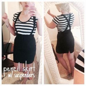 Pencil Skirt w/ Suspenders