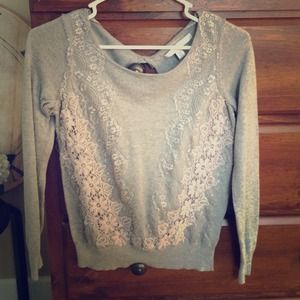 Lauren Conrad Heather Gray Lace Sweater