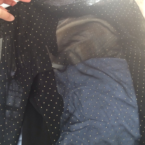 Sheer black button up with gold mini studs - Picture 2 of 4