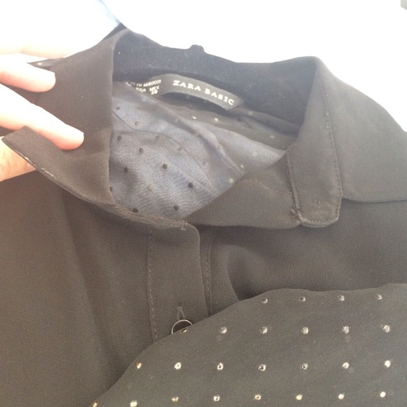 Sheer black button up with gold mini studs - Picture 4 of 4