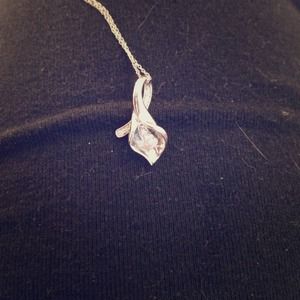 Diamond and white gold calla lilly necklace