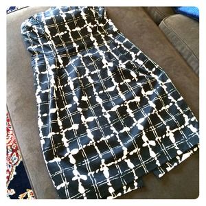Black and white strapless dress