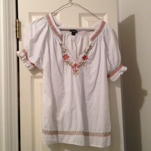FINAL! Hippie chic beautiful white stitch blouse.