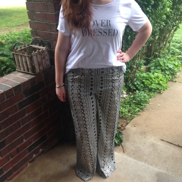 Patterned wide-leg pants