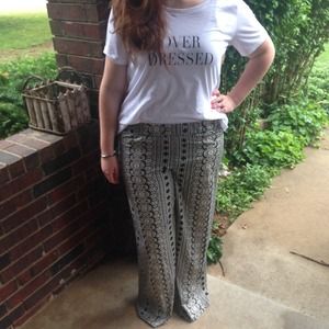 Patterned wide-leg pants