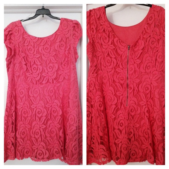 Coral lace plus size dress. Price not negotiable.