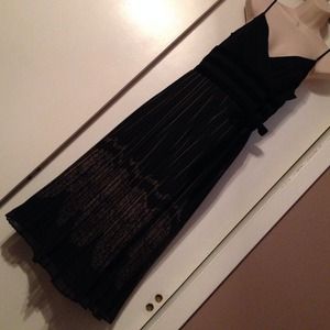 💓Black Gray Pleated Dress w/Velvet Bow Detail