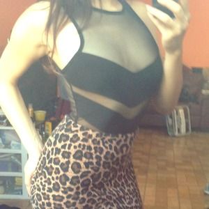 Black mesh bodysuit top