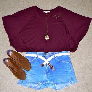 Burgundy Bat-Wing Blouse