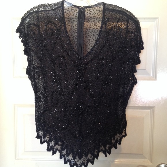 🚫SOLD ( outside of PM) Gorgeous Black Beaded Top
