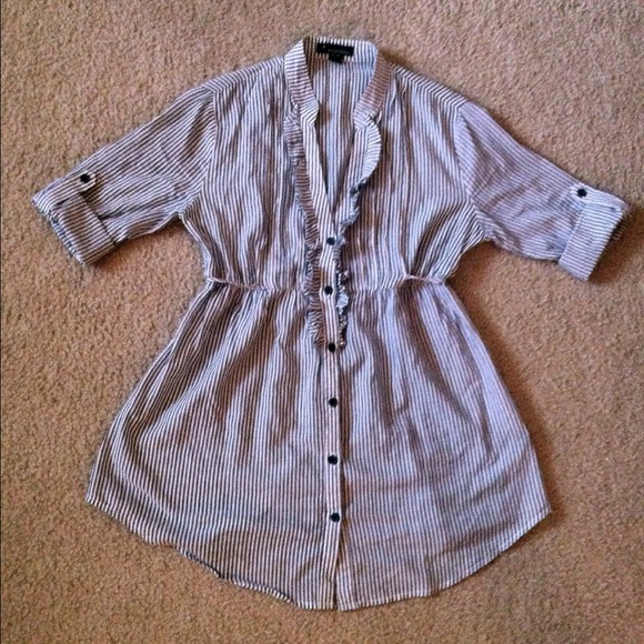Pinstripe Button-Up Blouse