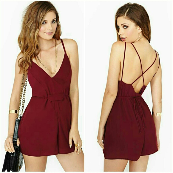 Nasty Gal Dresses & Skirts - Open Back Deep V Neck Nasty Gal Romper Size Small