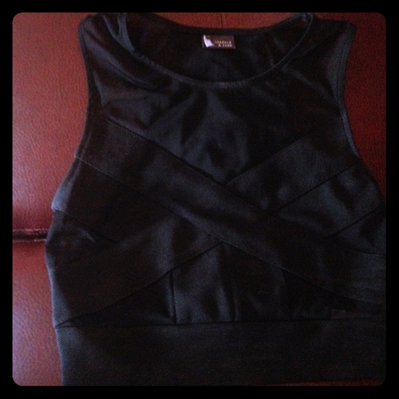 Black mesh crop top