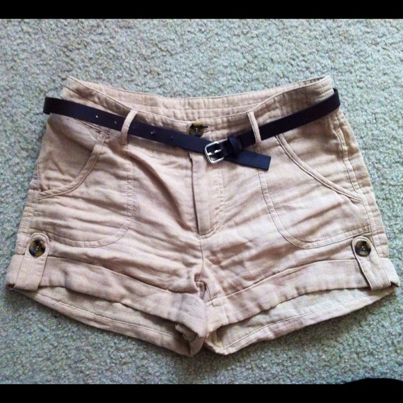 Khaki High-waisted Shorts