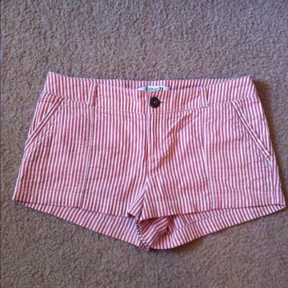 Red Seersucker Shorts