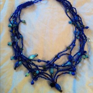 Handmade Blue Beaded Necklace
