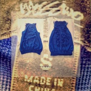 Mossimo Blue Ruffle Sleeveless Top S