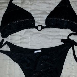 Sexy black string bikini with a little sparkle!