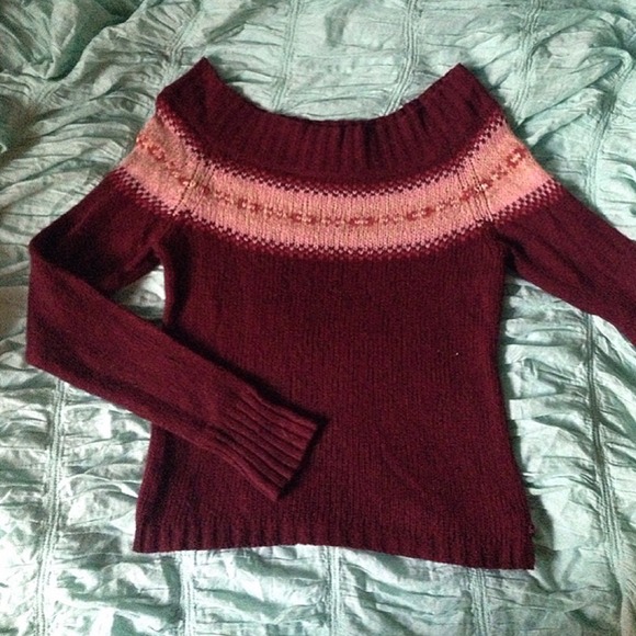 American Eagle off the shoulder burgundy sweater
