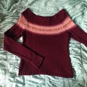 American Eagle off the shoulder burgundy sweater