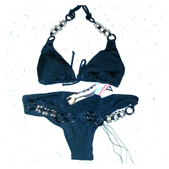 Sexy beaded black bikini NWT