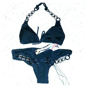 Sexy beaded black bikini NWT