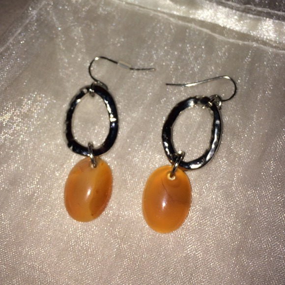 Silver hoops w stone earrings