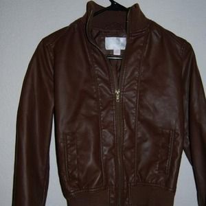 Leather bomber jacket