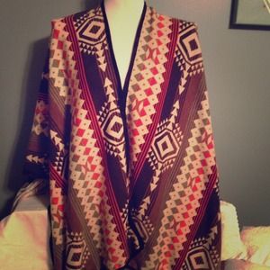 Aztec Tribal Print Poncho