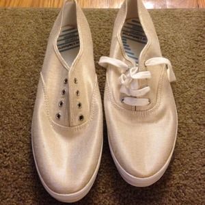 Liz Claiborne gold sneakers. Bundled w/flip flops