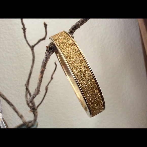 Betsey Johnson Hinged Glitter Gold Bangle
