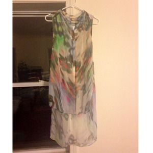 Sleeveless Chiffon Button Up Blouse
