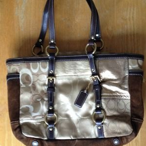 Authentic gold COACH purse