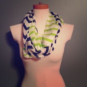 Chevron Infinity Scarf Lime Green & Navy