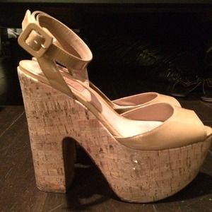 Nude platform wedge sandal